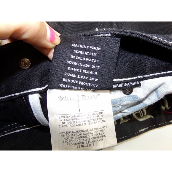 Women's Silver Dagger black distressed straight leg jeans Size 30X33 90's retro - Picture 8 of 12